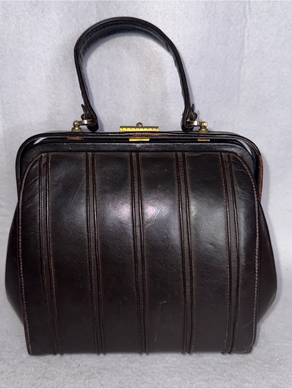 Vintage Mastercraft Brown Leather Top-Handle Bag